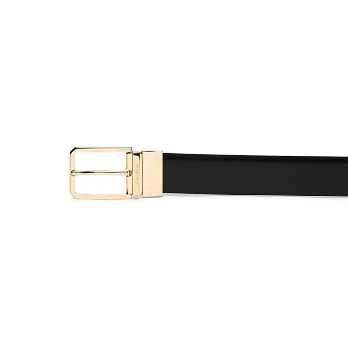 Santoni Reversible And Adjustable Smooth Black And Tumbled Brown Leather Belt Men Belts