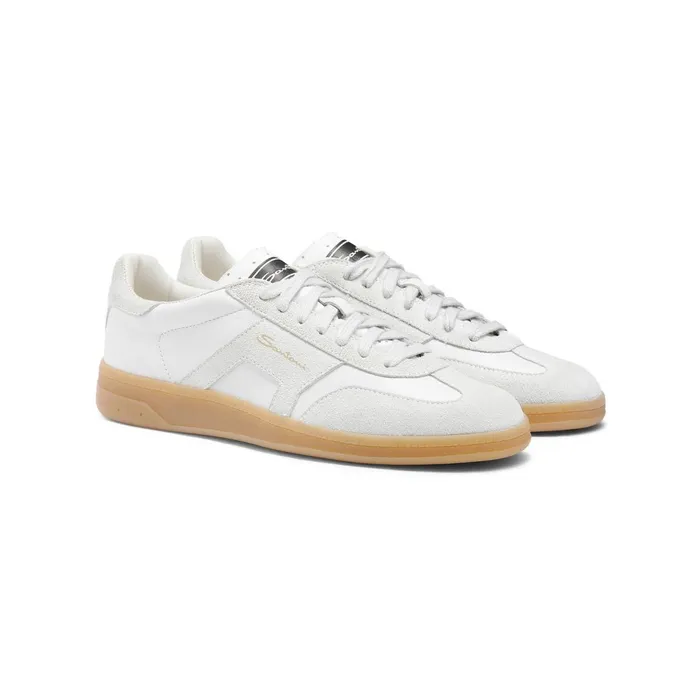 Santoni White Tumbled Leather Dbs Oly Sneaker Women Sneakers