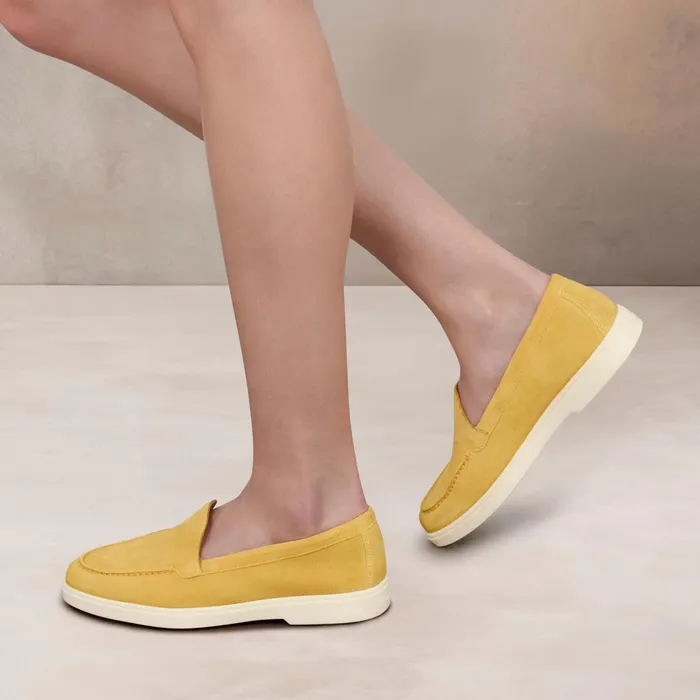 Santoni Yellow Suede Loafer Women Loafers