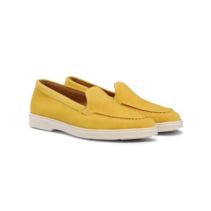 Santoni Yellow Suede Loafer Women Loafers