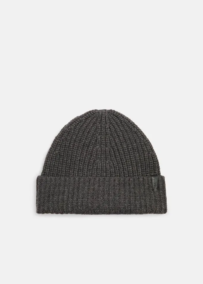 Scarves and Hats Men Vince Cashmere ShakerStitch Beanie Heather Charcoal