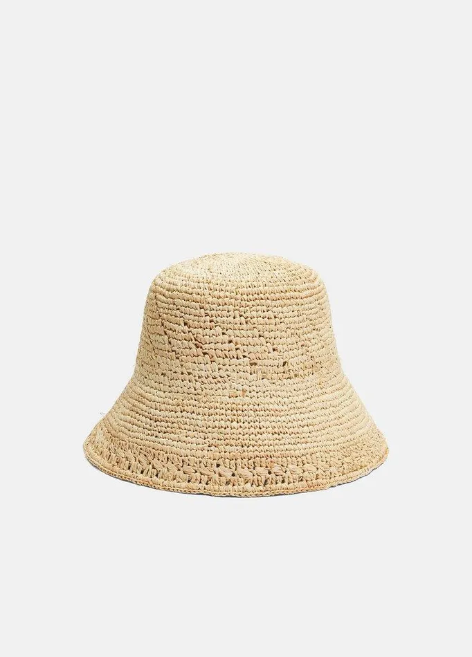 Scarves and Hats Women Vince Straw Bucket Hat Camel