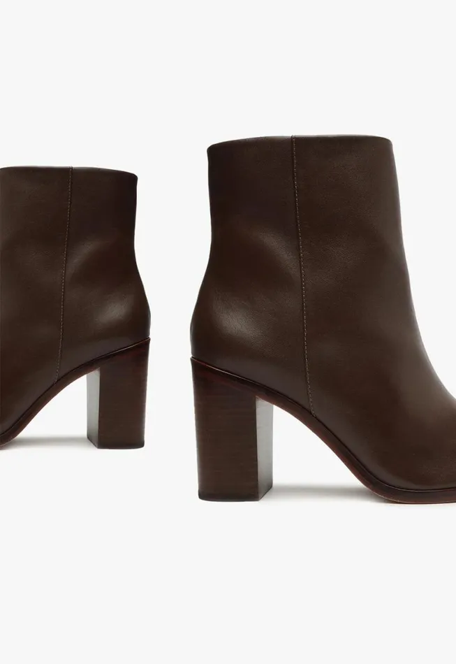 Schutz Shoes Booties Magali Block Leather Bootie Dark Chocolate 8211 Women