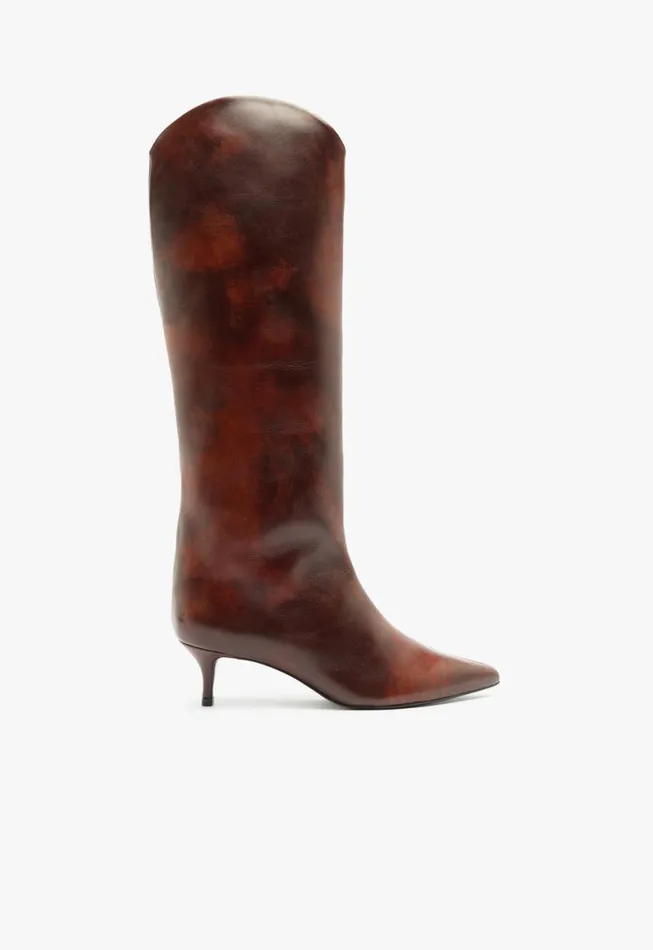 Schutz Shoes Boots Maryana Lo Leather Boot Brown 8211 Women