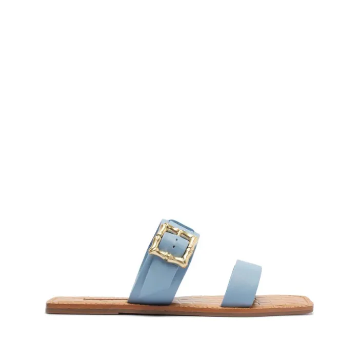 Schutz Shoes Flats Enola Double Leather Sandal Blue 8211 Women