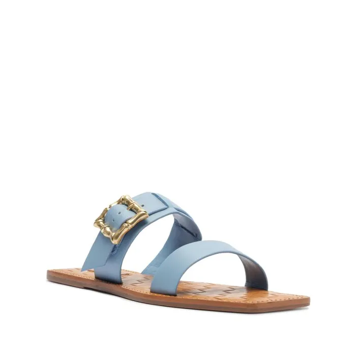 Schutz Shoes Flats Enola Double Leather Sandal Blue 8211 Women