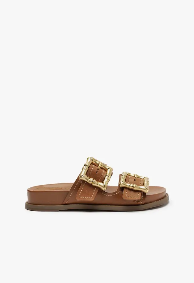 Schutz Shoes Flats Enola Sporty Leather Sandal New Wood 8211 Women