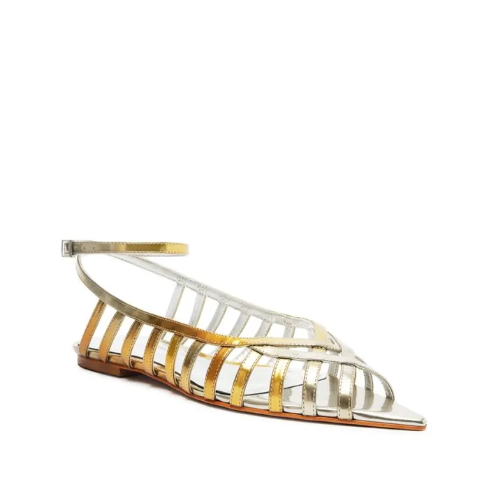 Schutz Shoes Flats Iris Specchio Leather Flat Silver 8211 Women