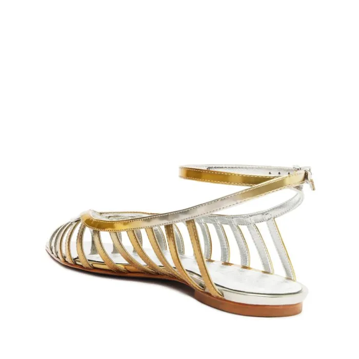 Schutz Shoes Flats Iris Specchio Leather Flat Silver 8211 Women