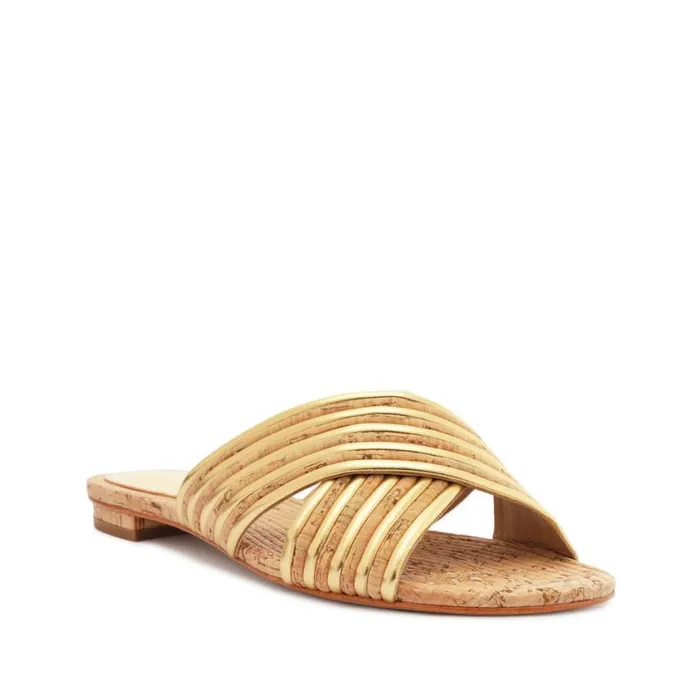 Schutz Shoes Flats Latifah Cork Sandal Gold 8211 Women