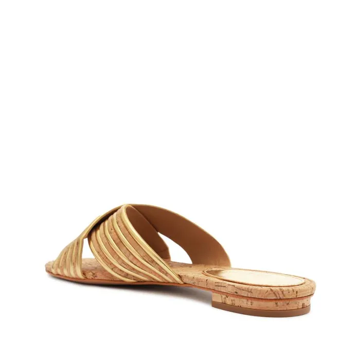 Schutz Shoes Flats Latifah Cork Sandal Gold 8211 Women