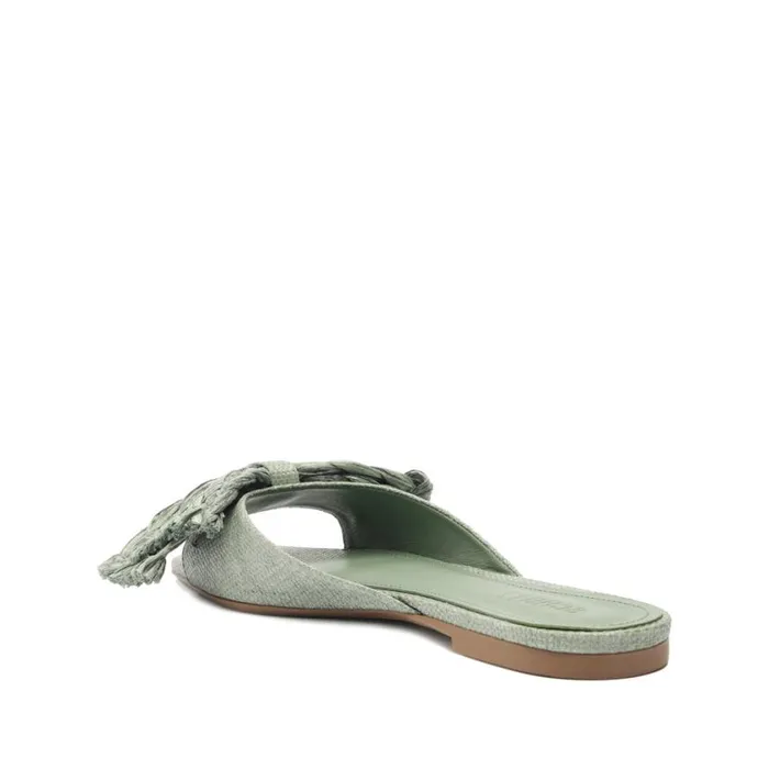 Schutz Shoes Flats Lienne Straw Flat Sandal Green 8211 Women