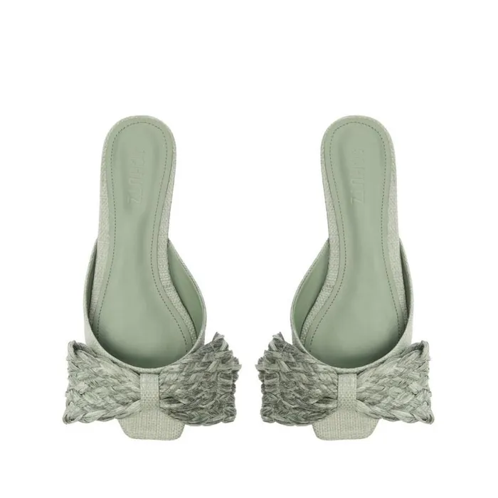 Schutz Shoes Flats Lienne Straw Flat Sandal Green 8211 Women