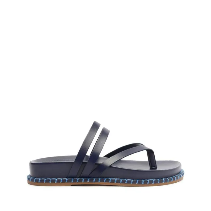 Schutz Shoes Flats Rania Sporty Leather Sandal Blue 8211 Women