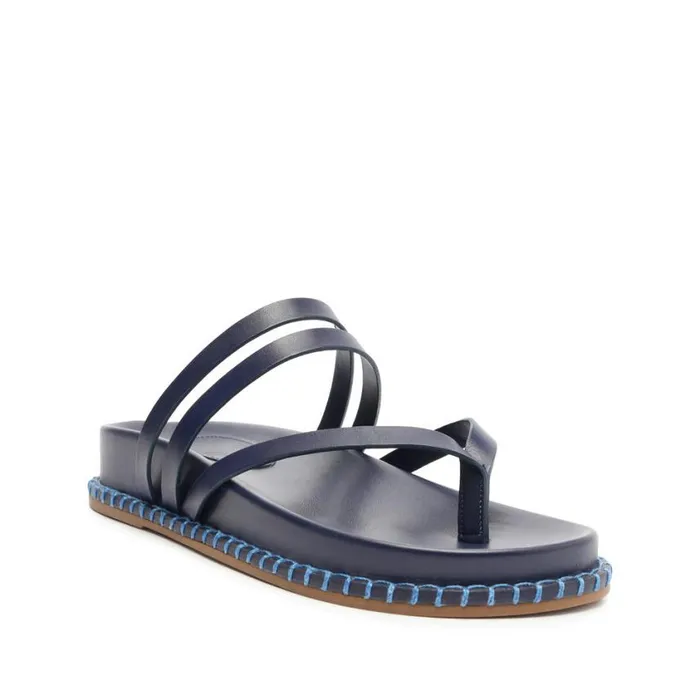 Schutz Shoes Flats Rania Sporty Leather Sandal Blue 8211 Women