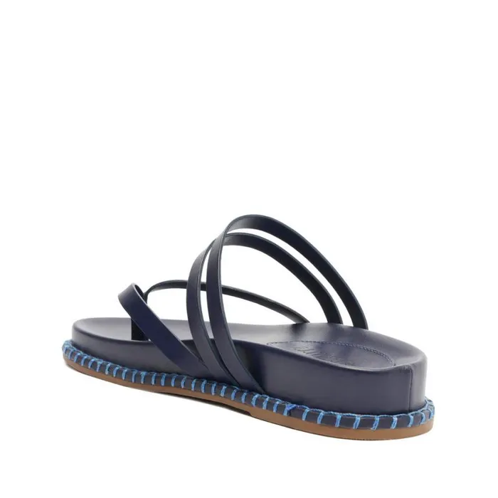 Schutz Shoes Flats Rania Sporty Leather Sandal Blue 8211 Women