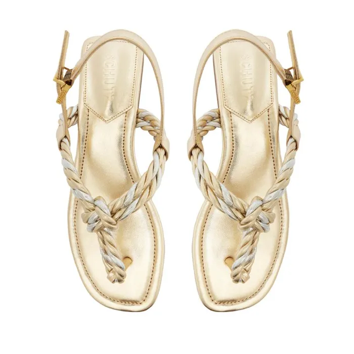 Schutz Shoes Flats Sage Metallic Flat Sandal Silver 8211 Women