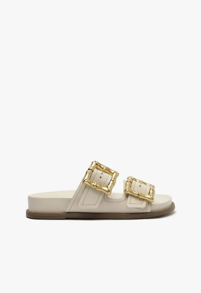 Schutz Shoes Mules Enola Sporty Leather Sandal Pearl 8211 Women