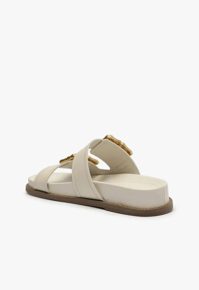 Schutz Shoes Mules Enola Sporty Leather Sandal Pearl 8211 Women