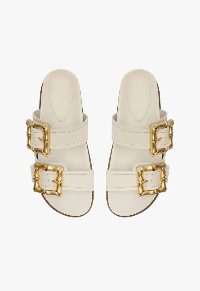 Schutz Shoes Mules Enola Sporty Leather Sandal Pearl 8211 Women
