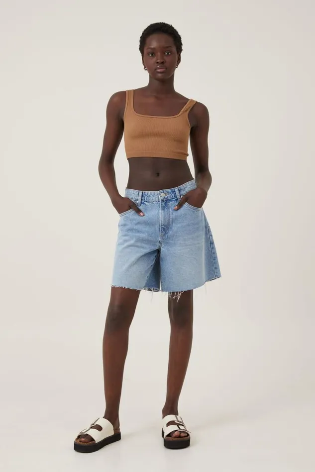Seamless Abbie Micro Crop Tank Pinecone Women Cotton On Tops