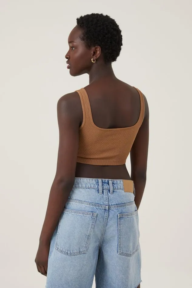 Seamless Abbie Micro Crop Tank Pinecone Women Cotton On Tops
