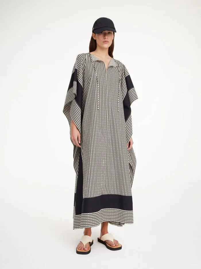 Sennasi Kaftan Dress Black Monogram Women By Malene Birger Dresses
