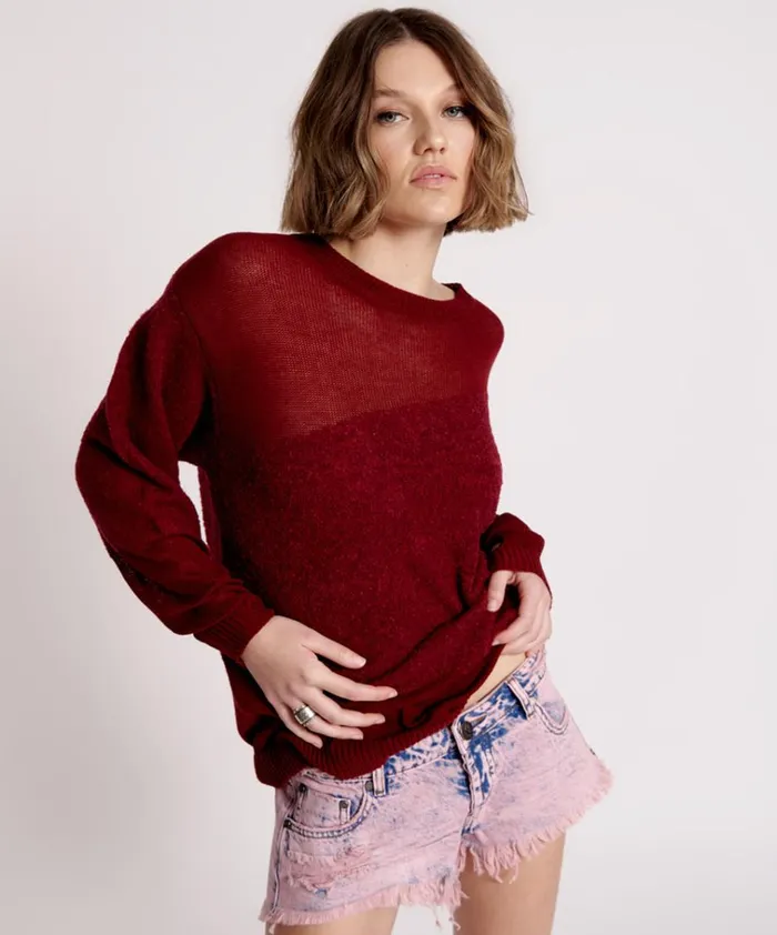 SHATTERED CREW KNIT SWEATER RED Women One Teaspoon Knitwear