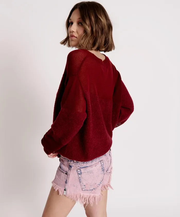 SHATTERED CREW KNIT SWEATER RED Women One Teaspoon Knitwear