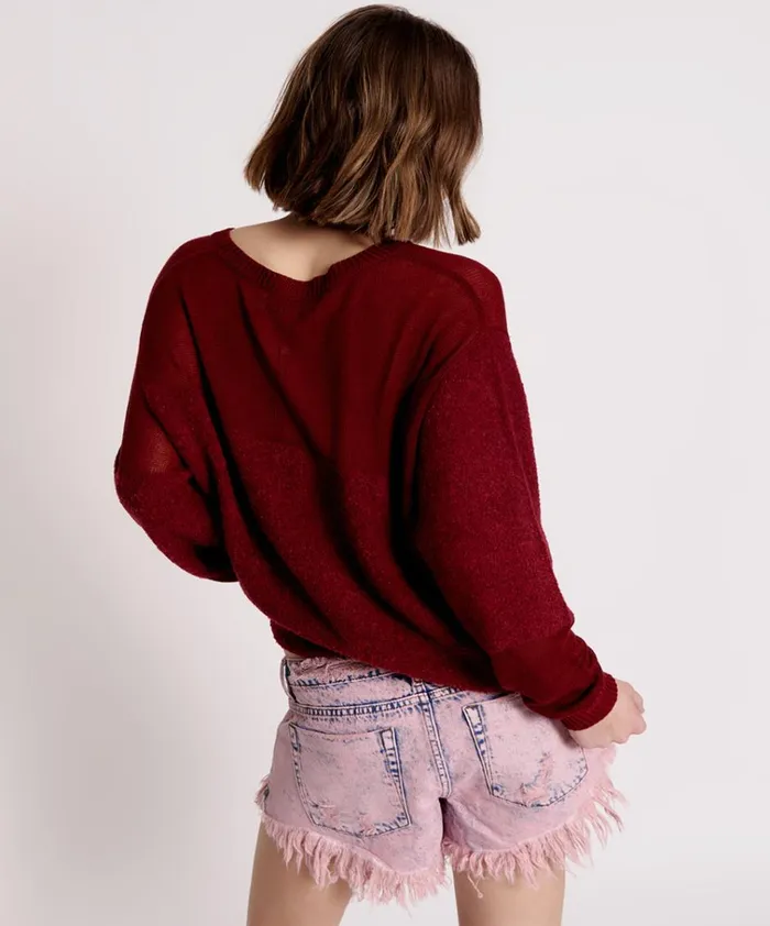 SHATTERED CREW KNIT SWEATER RED Women One Teaspoon Knitwear