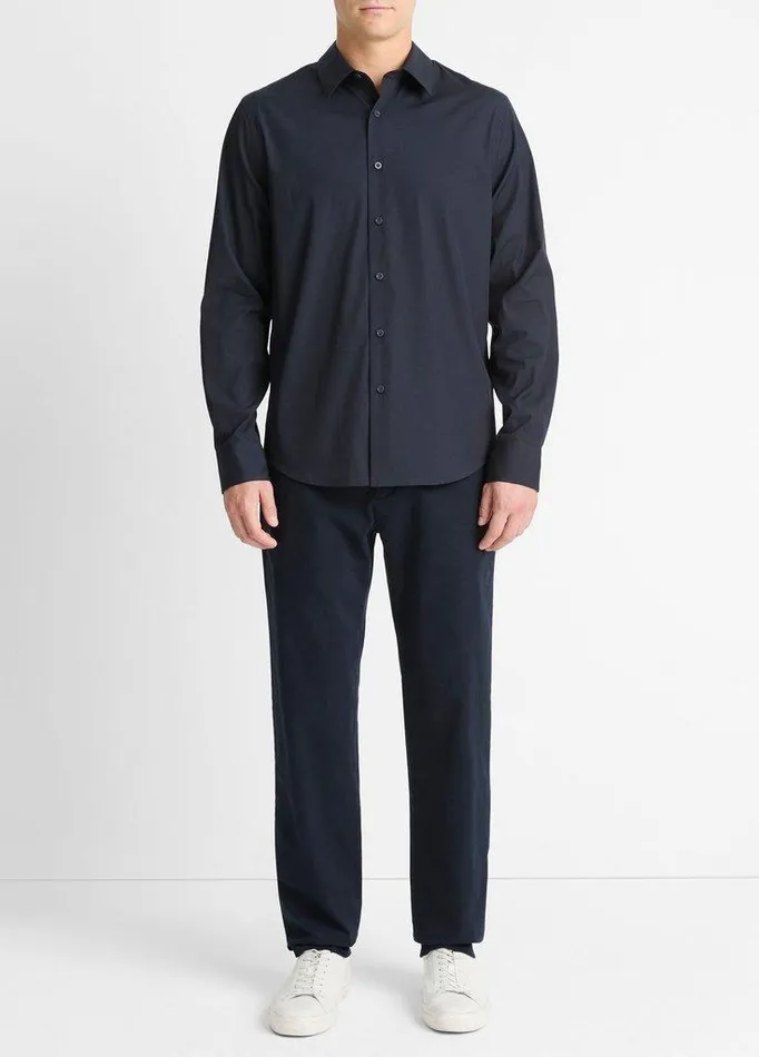 Shirts Men Vince StretchCotton Poplin Shirt Coastal Blue