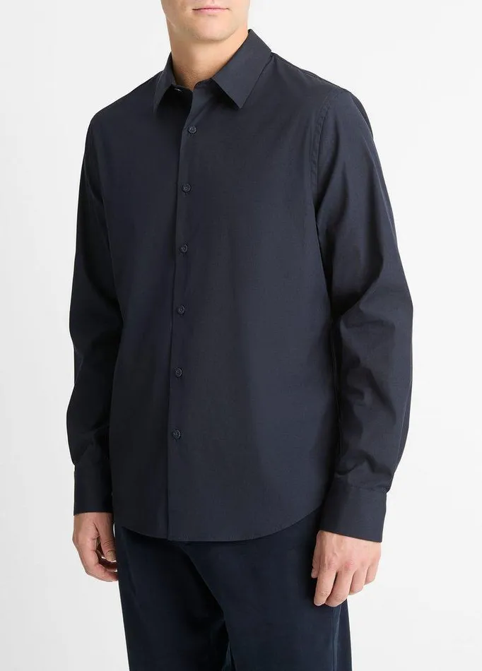 Shirts Men Vince StretchCotton Poplin Shirt Coastal Blue Shirts Men Vince StretchCotton Poplin Shirt Coastal Blue
