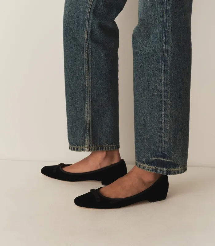 Shoes Women DEN Odette Ballet Flat Black Velvet Shoes Women DEN Odette Ballet Flat Black Velvet