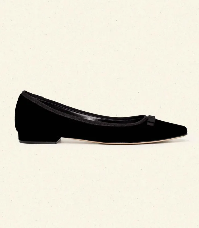 Shoes Women DEN Odette Ballet Flat Black Velvet Shoes Women DEN Odette Ballet Flat Black Velvet