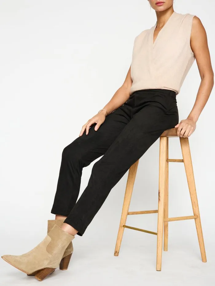 Shop Brochu Walker Bottoms The Juniper Vegan Suede Pant Black Onyx