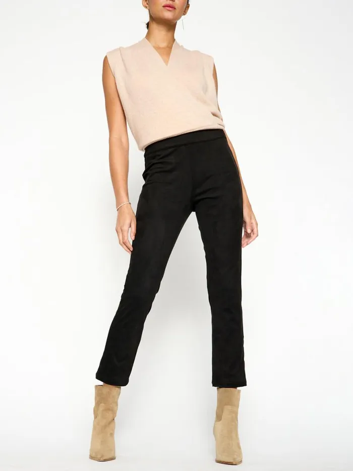Shop Brochu Walker Bottoms The Juniper Vegan Suede Pant Black Onyx