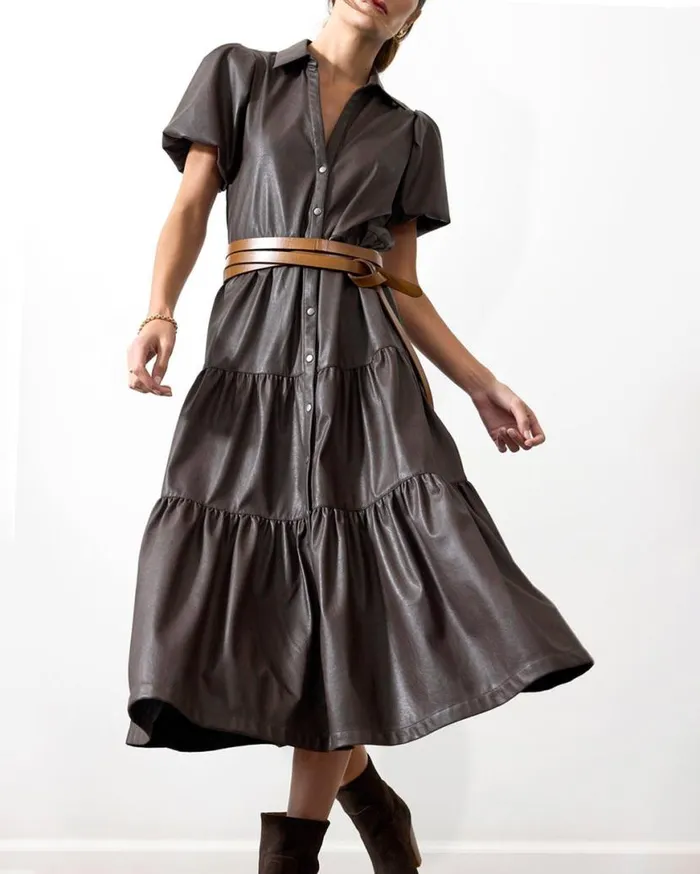 Shop Brochu Walker Dresses The Havana Vegan Leather Dress Timber
