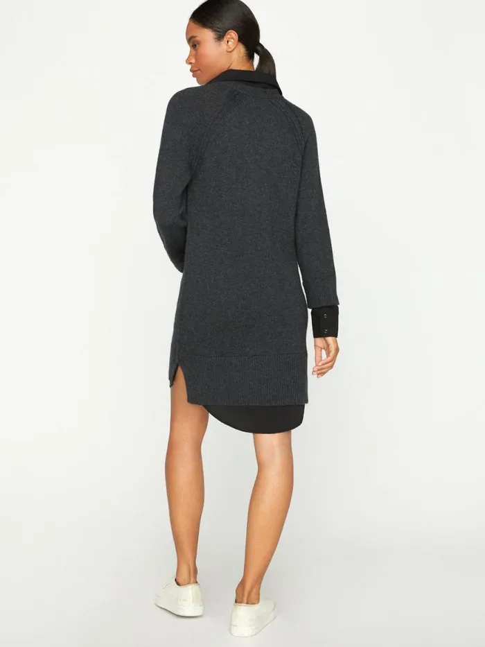 Shop Brochu Walker Dresses The Looker Layered VNeck Dress Charcoal With Black Underlayer