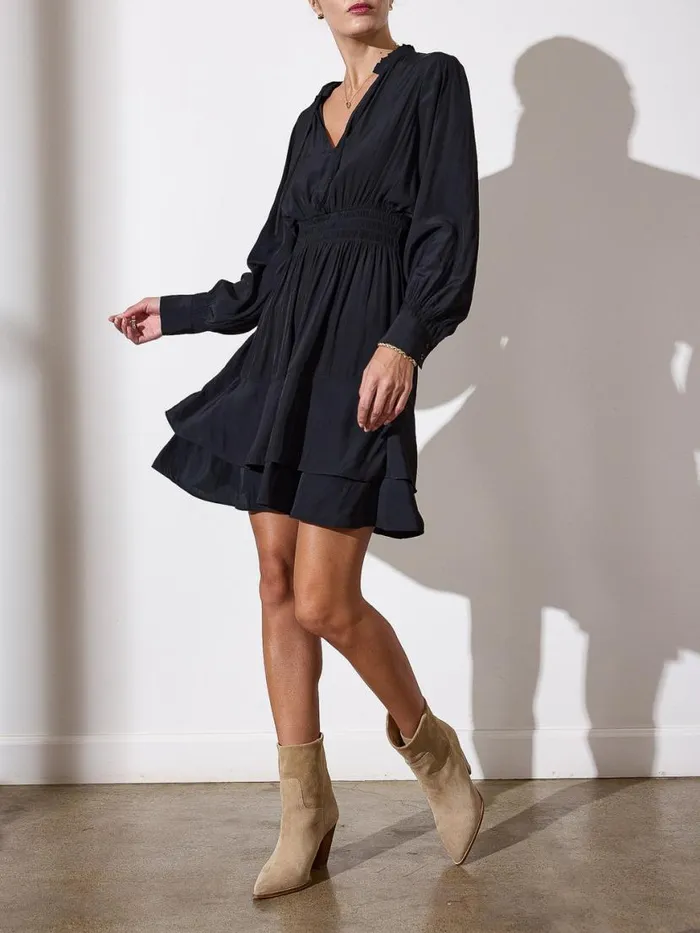 Shop Brochu Walker Dresses The Olivia Smocked Dress Black Onyx