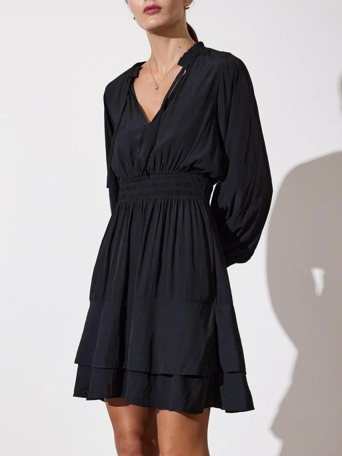 Shop Brochu Walker Dresses The Olivia Smocked Dress Black Onyx