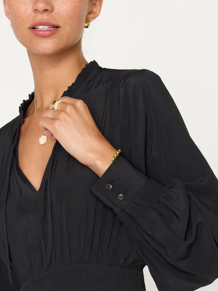 Shop Brochu Walker Dresses The Olivia Smocked Dress Black Onyx