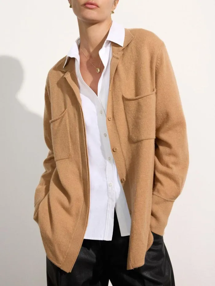 Shop Brochu Walker Jackets and Wraps The Andre Luxe Cashmere Shacket Camel Mlange Shop Brochu Walker Jackets and Wraps The Andre Luxe Cashmere Shacket Camel Mlange