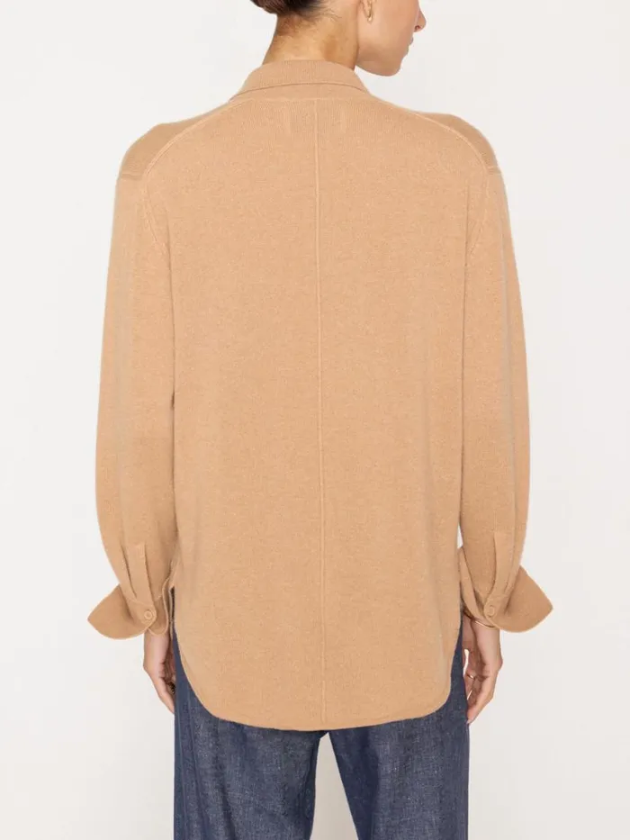 Shop Brochu Walker Jackets and Wraps The Andre Luxe Cashmere Shacket Camel Mlange