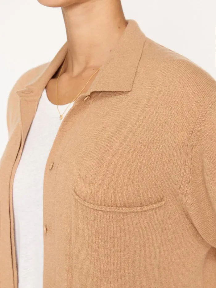 Shop Brochu Walker Jackets and Wraps The Andre Luxe Cashmere Shacket Camel Mlange