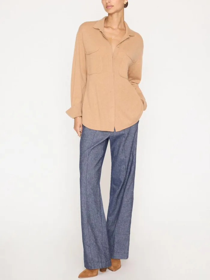Shop Brochu Walker Jackets and Wraps The Andre Luxe Cashmere Shacket Camel Mlange