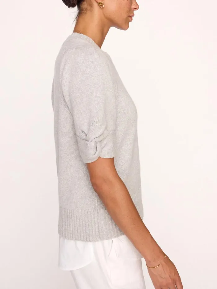 Shop Brochu Walker Looker Sweaters The Emmet Knot Sleeve Looker Oyster Grey Melange With White