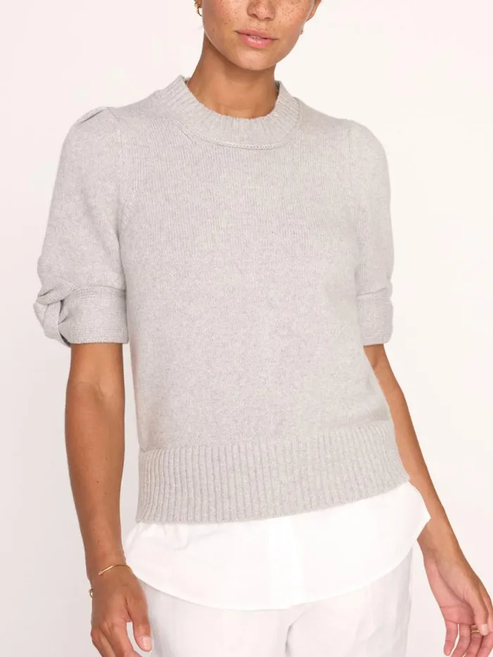 Shop Brochu Walker Looker Sweaters The Emmet Knot Sleeve Looker Oyster Grey Melange With White