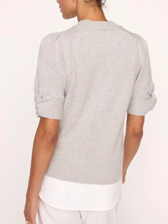 Shop Brochu Walker Looker Sweaters The Emmet Knot Sleeve Looker Oyster Grey Melange With White