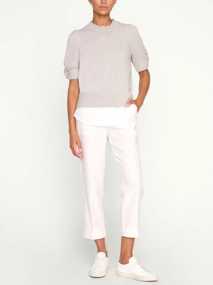 Shop Brochu Walker Looker Sweaters The Emmet Knot Sleeve Looker Oyster Grey Melange With White