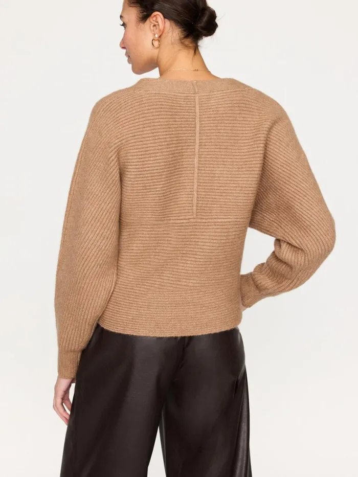 Shop Brochu Walker Sweaters The Hughes Wrap Front Sweater Camel Mlange